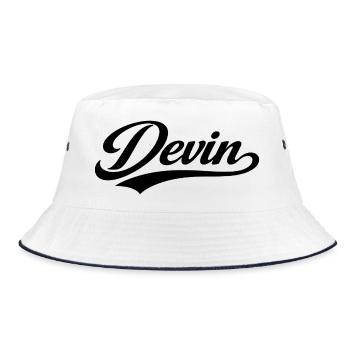 Devin name first last family gifts  - Bucket Hat - white/navy - Front