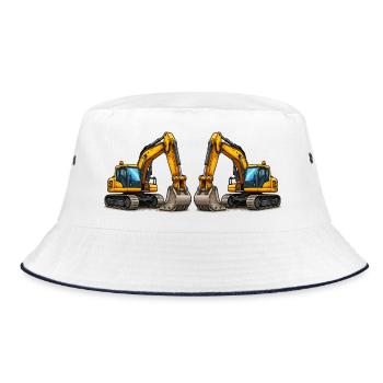 Bagger Fahrzeuge - Bucket Hat - Weiß/Navy - Vorne