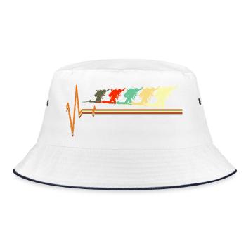 Retro Taucher Heartbeat Pulse Vintage Diver - Bucket Hat - Weiß/Navy - Vorne