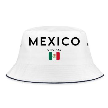 Flagge Mexikos, elegantes minimalistisches Design - Bucket Hat - Weiß/Navy - Vorne