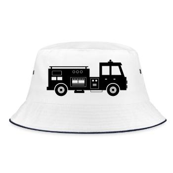 Feuerwehrauto - Bucket Hat - Weiß/Navy - Vorne
