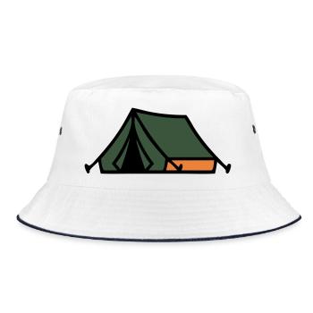 Tent Camping Summer Camp Scout Outdoor - Bucket Hat - white/navy - Front