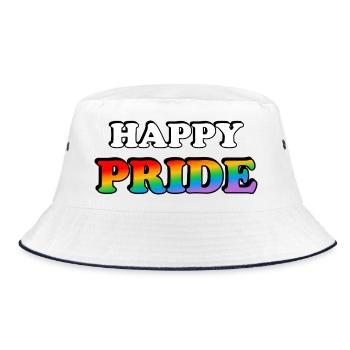 Happy Pride Rainbow Tee - Bucket Hat - white/navy - Front