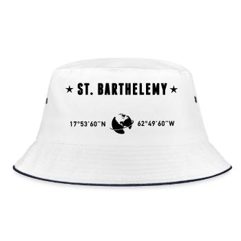 St Barthelemy Caribbean Coordinates Globe - Bucket Hat - white/navy - Front