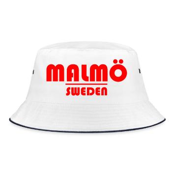 Malmö Sweden Powerful Red Logo - Bucket Hat - white/navy - Front