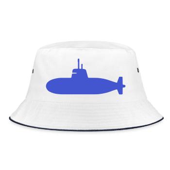 Unterwasser U-Boot Silhouette - Bucket Hat - Weiß/Navy - Vorne