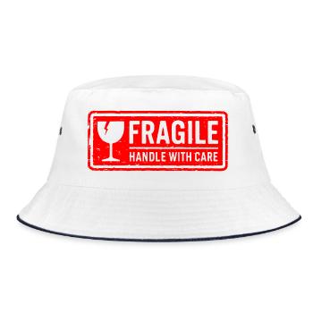 Fragile Handle With Care Shipping Stamp Vector - Bucket Hat - white/navy - Front