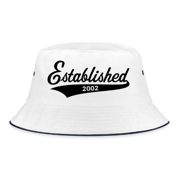 Established 2002 (Geburtsjahr, Geburtstag / Black) - Bucket Hat - Weiß/Navy - Vorne