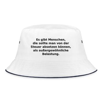 Steuer Spruch - außergewöhnliche Belastung - Bucket Hat - Weiß/Navy - Vorne