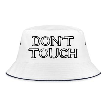 DON'T TOUCH handgezeichnet - Bucket Hat - Weiß/Navy - Vorne