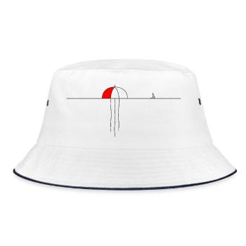 Regenschirm Qualle Minimalismus Lineart Meer - Bucket Hat - Weiß/Navy - Vorne