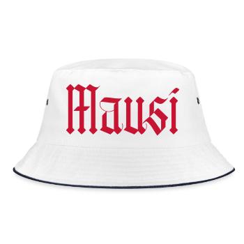 mausi / gothik stil (rot) - Bucket Hat - Weiß/Navy - Vorne
