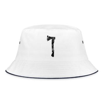 Beil oder Axt (Vintage) - Bucket Hat - Weiß/Navy - Vorne