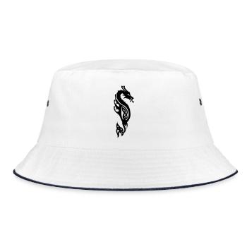 Monstrous sea snake or dragon vector - Bucket Hat - white/navy - Front