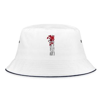 Pebble Flowers Illustration - Bucket Hat - white/navy - Front