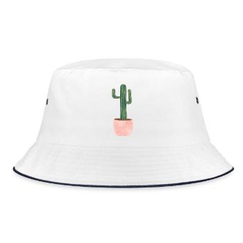 Kaktus im Blumentopf - gross - Bucket Hat - Weiß/Navy - Vorne