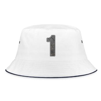 Eins Betontextur Design - Bucket Hat - Weiß/Navy - Vorne