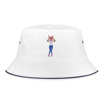 Black Girl Pink Braids Hair Cute Afro Girl - Bucket Hat - white/navy - Front
