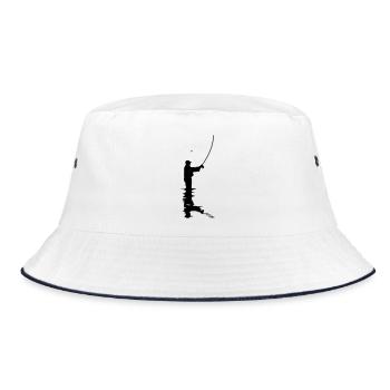 Angler - Bucket Hat - Weiß/Navy - Vorne
