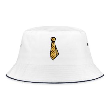 Polka Dot Krawatte Gelb Retro Dapper Style - Bucket Hat - Weiß/Navy - Vorne