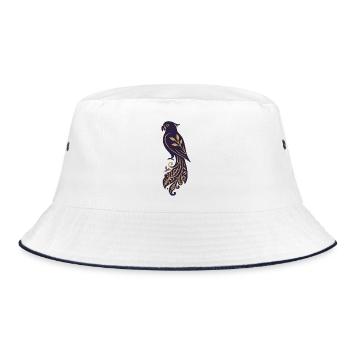 Majestic Ornamental Filigree Bird - Bucket Hat - white/navy - Front