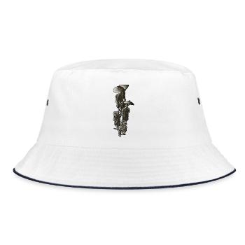Geisha Silhouetten mit Schirmen - Bucket Hat - Weiß/Navy - Vorne
