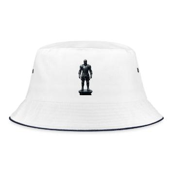Dark Knight Armor Krieger-Silhouette - Bucket Hat - Weiß/Navy - Vorne
