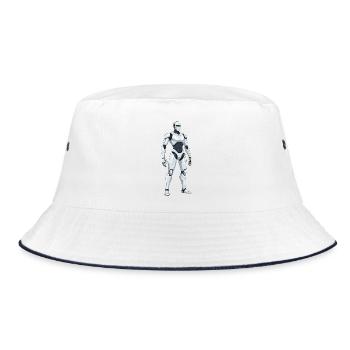 Weißer SciFi-Kampfroboter - Bucket Hat - Weiß/Navy - Vorne