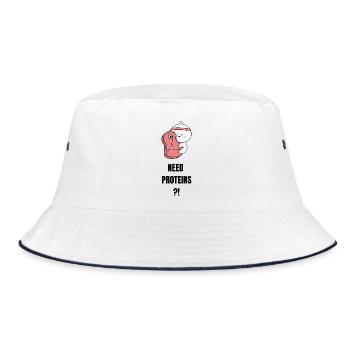 Need Proteins - Bucket Hat - white/navy - Front