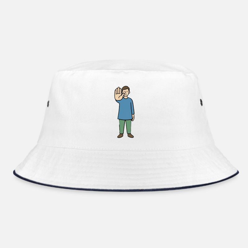 Stop Geste Cartoonfigur Bucket Hat