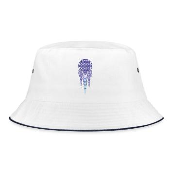 Spirituality Meditation Sacred Geometry Symbol Om - Bucket Hat - white/navy - Front