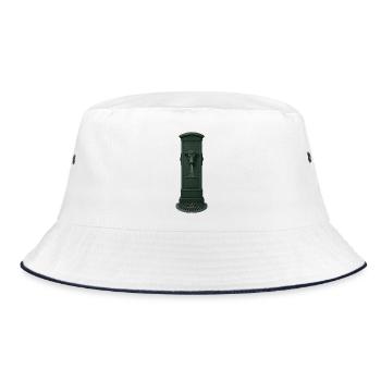 Taurin-Brunnenkopf mit Düse - Bucket Hat - Weiß/Navy - Vorne