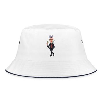 Surrealer Anzugheld mit sektglas - Bucket Hat - Weiß/Navy - Vorne