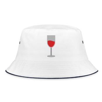 Weinglas - Bucket Hat - Weiß/Navy - Vorne