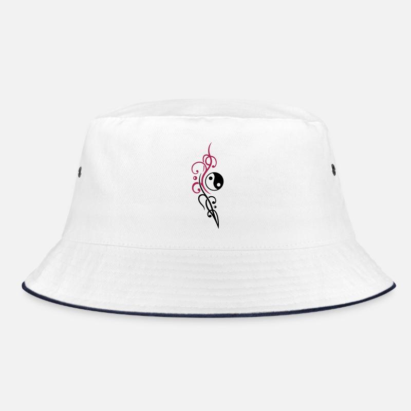 Yin & Yang Symbol mit Tribal - Bucket Hat - Weiß/Navy