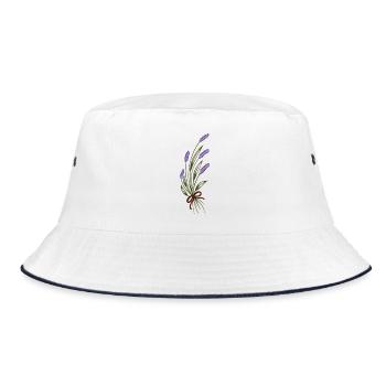 Lavendelstrauß - Bucket Hat - Weiß/Navy - Vorne