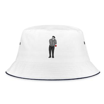 Petanque Spieler Linkshänder - Bucket Hat - Weiß/Navy - Vorne