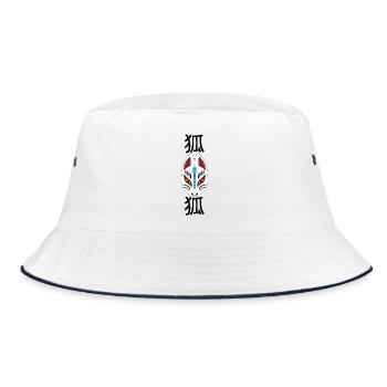 Strange Japanese Fox (Black) - Bucket Hat - white/navy - Front