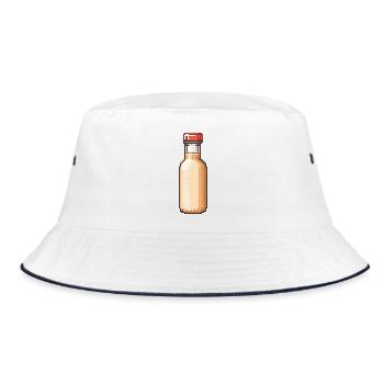 Trankflasche Pixelkunst Vintage - Bucket Hat - Weiß/Navy - Vorne