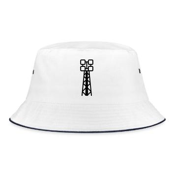 Floodlight Stadium Mast Soccer Vector - Bucket Hat - white/navy - Front