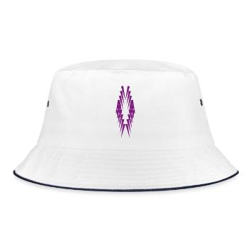 Geometrische Violettspitzen Silhouette - Bucket Hat - Weiß/Navy - Vorne