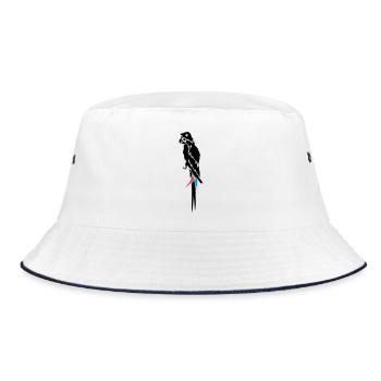 Parrot pirate with eye patch, pirate hat and hook - Bucket Hat - white/navy - Front