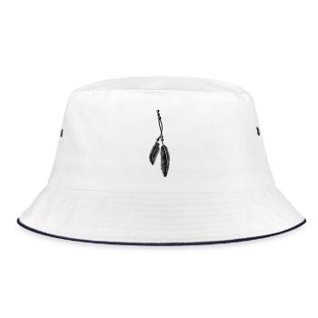 Plumes sur une bande aux perles, style indien. - Bob - blanc/marine - Devant