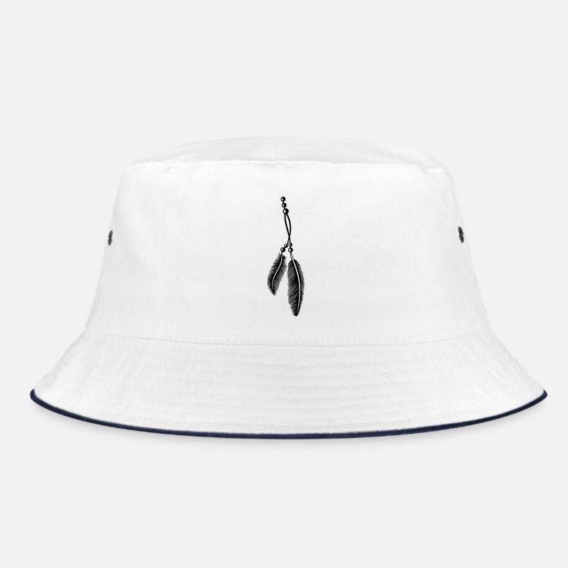 Feathers on a band with pearls, Indian Style. Bucket Hat