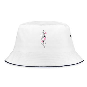Florales Tribal mit Blumen, flowers - Bucket Hat - Weiß/Navy - Vorne