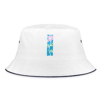 Ornament Blume - Farben Blumen & Natur Design - Bucket Hat - Weiß/Navy - Vorne
