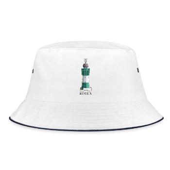 Rügen, Sassnitz-Mukran lighthouse, German Baltic Sea - Bucket Hat - white/navy - Front