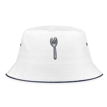 Funny cartoon spork with face - Bucket Hat - white/navy - Front
