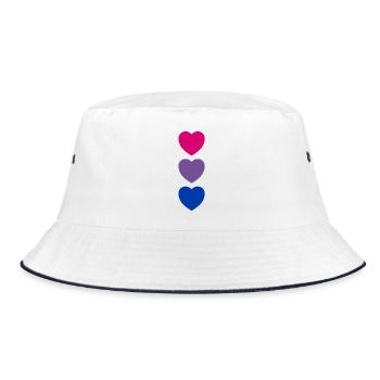 Hearts Bi Flag Colors Subtle Pride - Bucket Hat - white/navy - Front