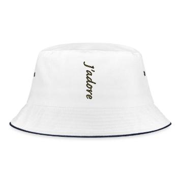 Kursiver Goldener Sternpfad - Bucket Hat - Weiß/Navy - Vorne